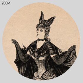 Printable Victorian Bat Lady costume, Bat-girl - vintage Halloween fashion - vintage print poster