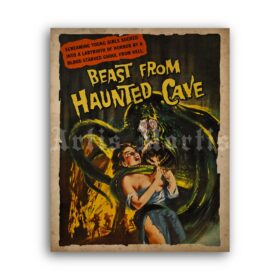 Printable Beast From Haunted Cave - vintage 1959 horror movie poster - vintage print poster
