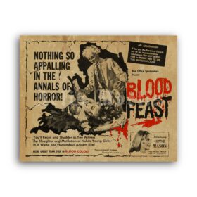 Printable Blood Feast - vintage 1963 horror splatter b-movie poster - vintage print poster