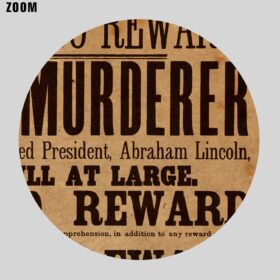 Printable Murderer of Abraham Lincoln - John Wilkes Booth wanted poster - vintage print poster