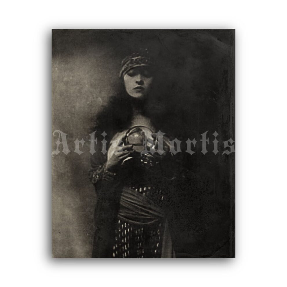 Printable Fortune Teller, gypsy girl - vintage mystic photo poster - vintage print poster