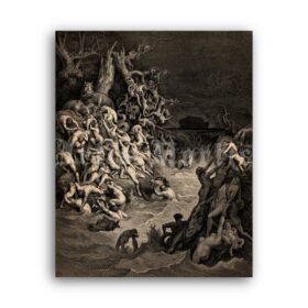 Printable Great Flood illustration - The Deluge, Bible art by Gustave Dore - vintage print poster