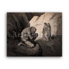 Printable Pluto and Virgil illustration for Devine Comedy by Gustave Dore - vintage print poster