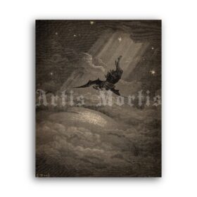 Printable Fallen Angel illustration for Paradise Lost, art by Gustave Dore - vintage print poster
