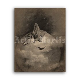 Printable The Raven and Grim Reaper - illustration by Gustave Dore - vintage print poster