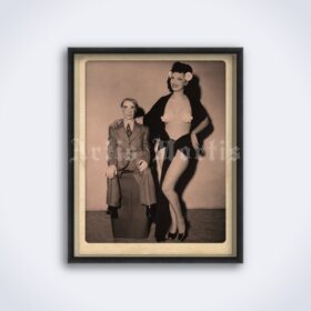 Printable Burlesque sexy girl with ventriloquist dummy retro photo poster - vintage print poster