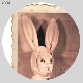 Printable Strange Easter Bunny with two children vintage photo poster - vintage print poster
