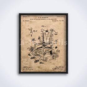 Printable Electric Chair patent - execution, death chamber vintage print - vintage print poster