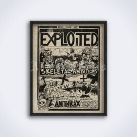 Printable The Exploited, Skeletal Ambitions vintage punk rock flyer - vintage print poster