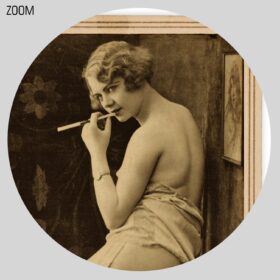 Printable Smoking girl - Vintage French nude study cabinet card photo - vintage print poster