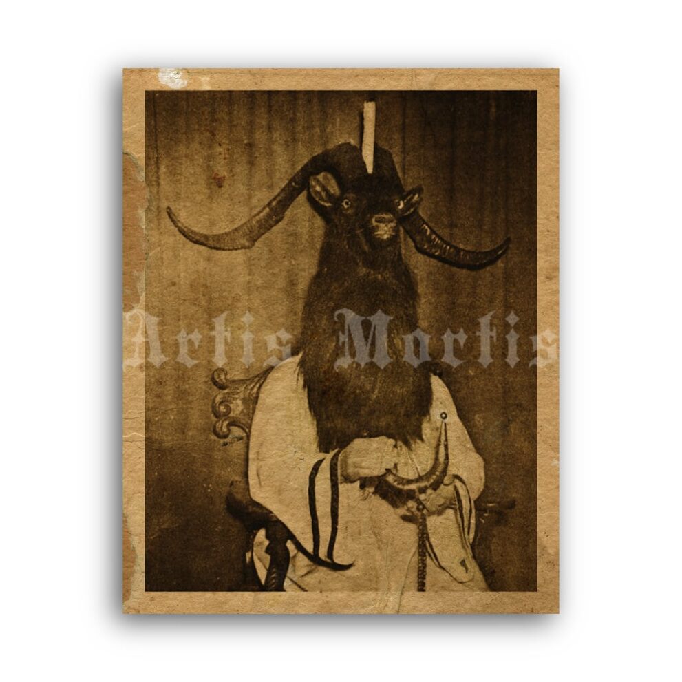 Printable Satanic ceremony ritual, Black mass, Baphomet photo poster - vintage print poster