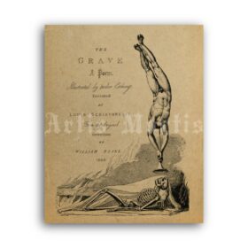 Printable The Grave poem title page print - art by William Blake - vintage print poster