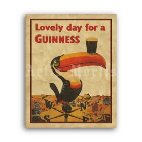 Printable Lovely day for a Guinness - vintage beer advertisement poster - vintage print poster