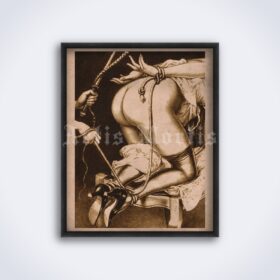 Printable Flagellation illustration - French risque, boudoir art by Herric - vintage print poster