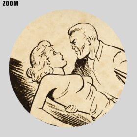 Printable Harassment, domination, adult pulp art illustration by Joe Shuster - vintage print poster