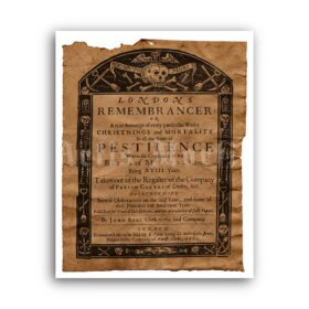 Printable London's Remembrancer, Bill of Mortality, Great Plague print - vintage print poster