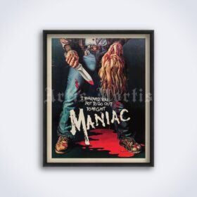 Printable Maniac - vintage 1980 slasher, horror movie poster - vintage print poster