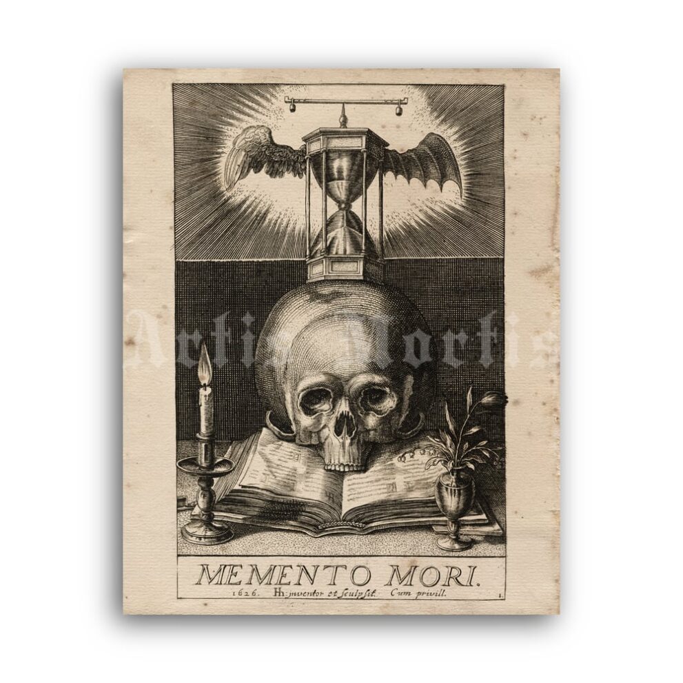 Skull Print: Vintage Memento Mori Death Art Illustration