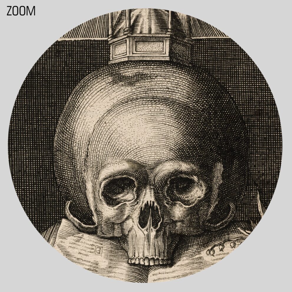 Printable Memento Mori, skull and hourglass medieval engraving art