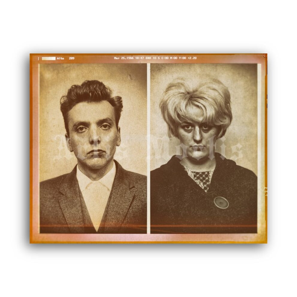 Printable Moors Murders - Ian Brady and Myra Hindley mugshot poster - vintage print poster