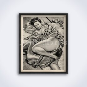 Printable Pussy kissing - Japanese femdom art by Namio Harukawa - vintage print poster