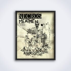 Printable Necros, Meatmen 1980s hardcore punk rock concert flyer - vintage print poster