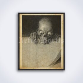 Printable Ogling Skull - creepy dark art by Julien-Adolphe Duvocelle - vintage print poster