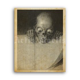 Printable Ogling Skull - creepy dark art by Julien-Adolphe Duvocelle - vintage print poster