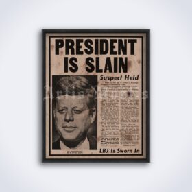 Printable President Is Slain - JFK assassination newspaper poster - vintage print poster