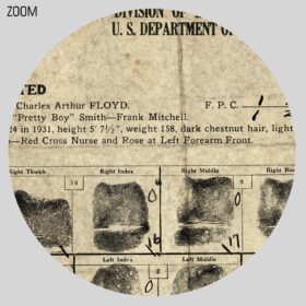 Printable Charles Arthur Pretty Boy Floyd wanted poster with fingerprints - vintage print poster