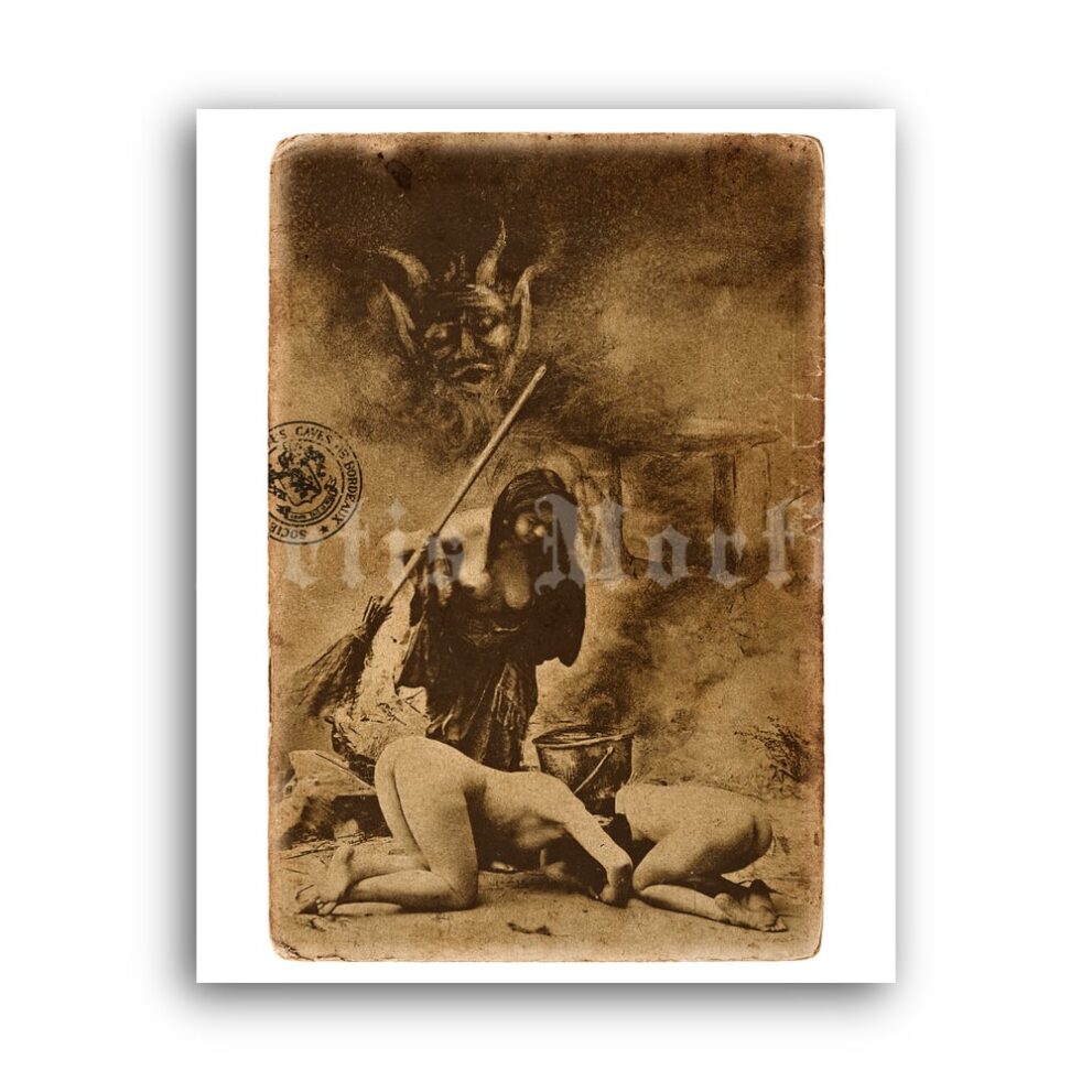 Printable Witches Sabbath in Paris #2 - antique postcard poster - vintage print poster