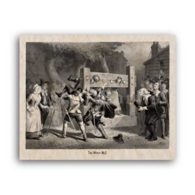 Printable Salem Witches punishment, execution illustration poster - vintage print poster