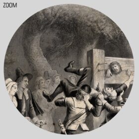 Printable Salem Witches punishment, execution illustration poster - vintage print poster