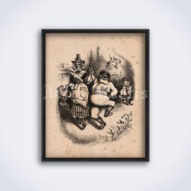 Printable Santa Claus and Mother Goose - Victorian art by Thomas Nast - vintage print poster