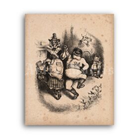 Printable Santa Claus and Mother Goose - Victorian art by Thomas Nast - vintage print poster