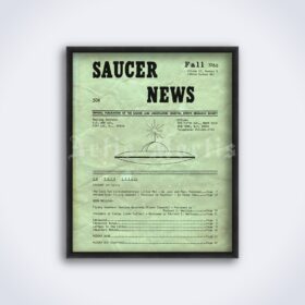 Printable Saucer News 1966 magazine cover - UFO, ufology poster - vintage print poster