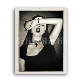 Printable Naughty sexy nun, desire, lust, temptation - retro photo poster - vintage print poster