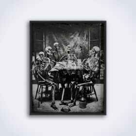 Printable Skeletons at the table - vintage daguerreotype photo poster - vintage print poster
