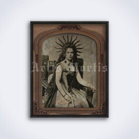 Printable Goddess of Sun, Sorceress - antique pagan girl photo - vintage print poster