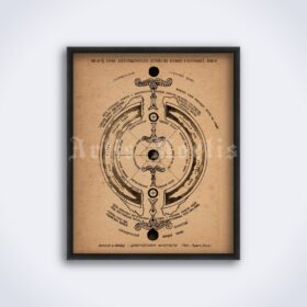 Printable Hollow Earth, Ancient Tibet drawing from USSR KGB archive - vintage print poster