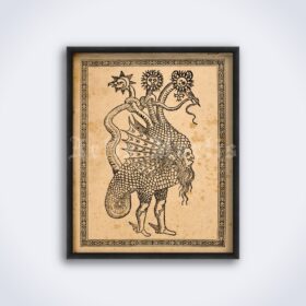 Printable Typhon ancient monster, Python, Hydra, Seth pagan beast - vintage print poster