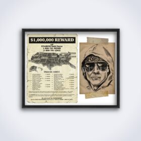 Printable Unabomber wanted poster and composite sketch print - vintage print poster