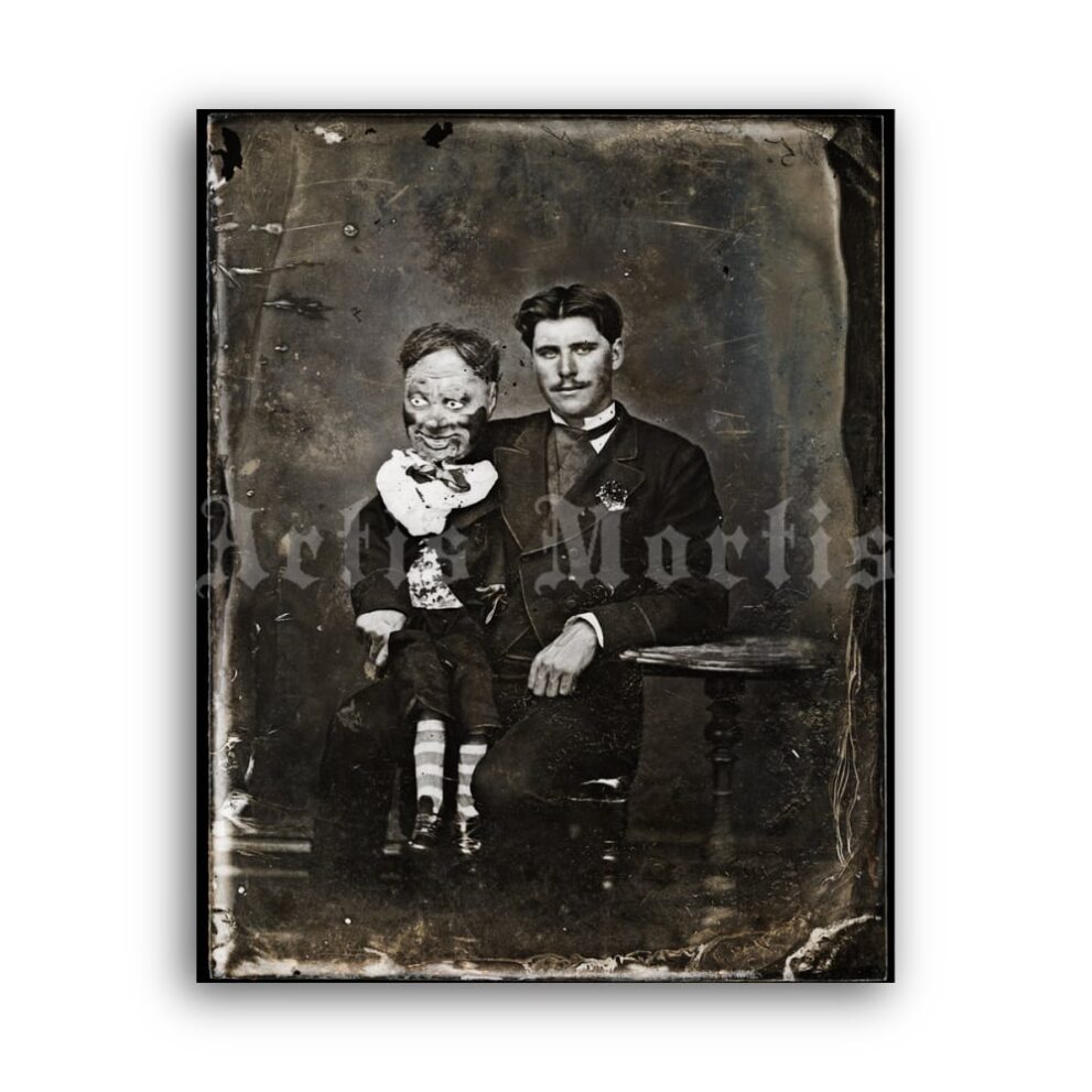 Printable Lieutenant Herman and scary ventriloquist dummy photo - vintage print poster