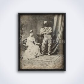 Printable Lady and Diver - weird, strange Victorian photo - vintage print poster
