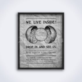 Printable We Live Inside - Hollow earth Cellular Cosmogony vintage poster - vintage print poster