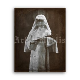 Printable Distorted weird nun, demonic, diabolic, odd photo poster - vintage print poster