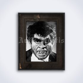Printable Mr Hyde make-up photo, Wolfman, Werewolf monster print - vintage print poster