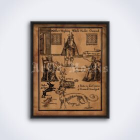 Printable Matthew Hopkins Witch Finder Generall, medieval witch hunter - vintage print poster