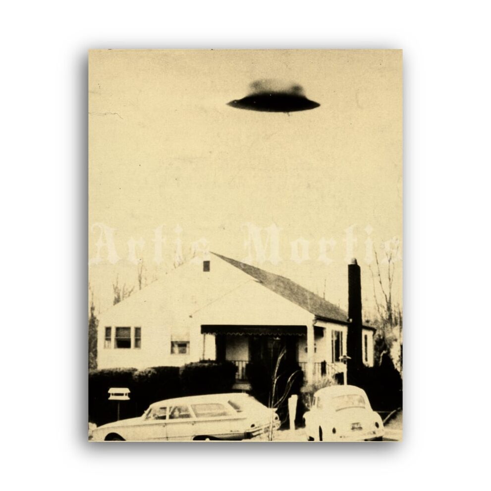 Printable Zanesville Flying Saucer UFO photo, Blue Book Project poster - vintage print poster