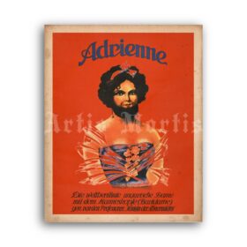 Printable Adrienne - woman with beard, bearded girl freak show poster - vintage print poster